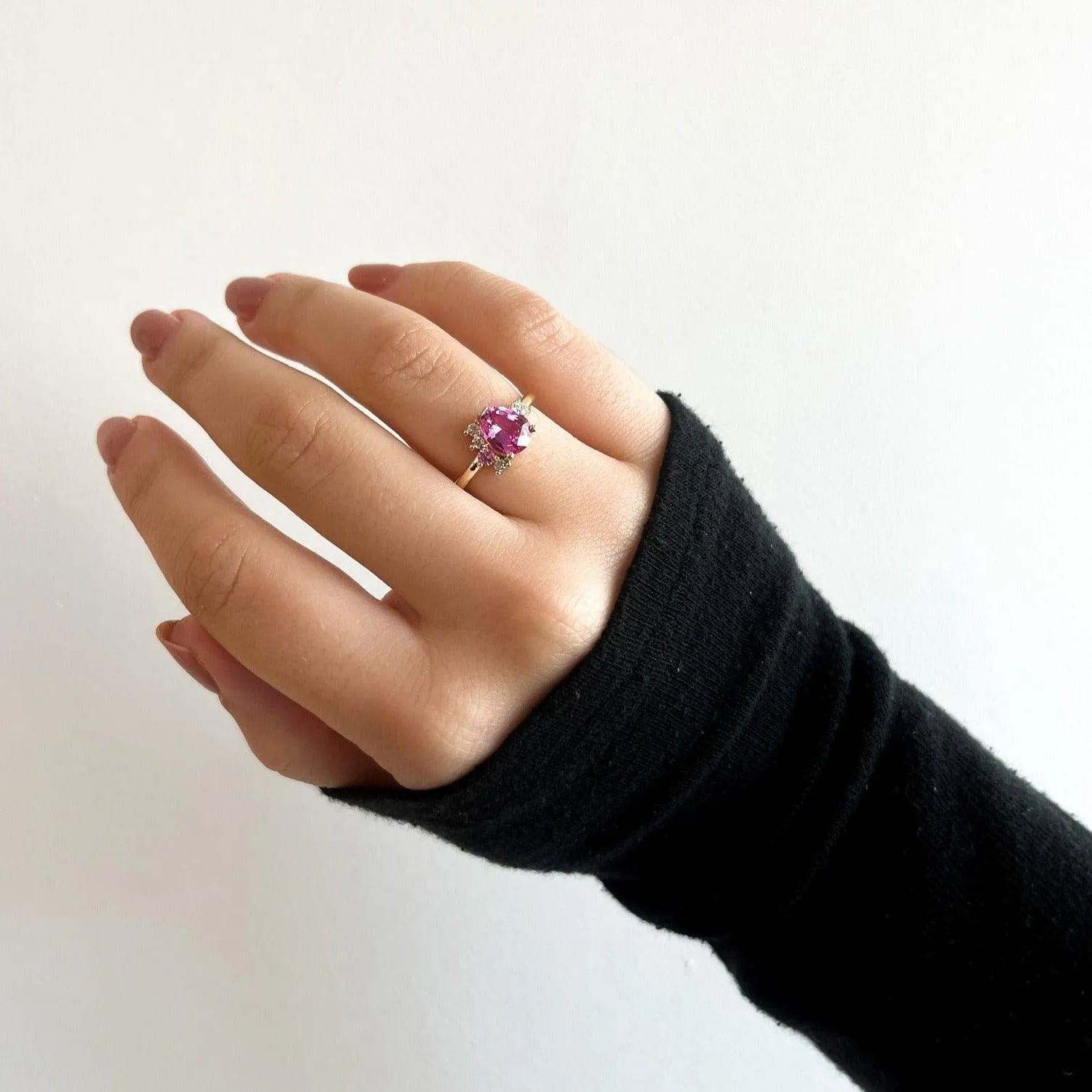 1.46ct Pink Burmese Sapphire Cluster Ring sold by Marrow Fine product image thumbnail 3