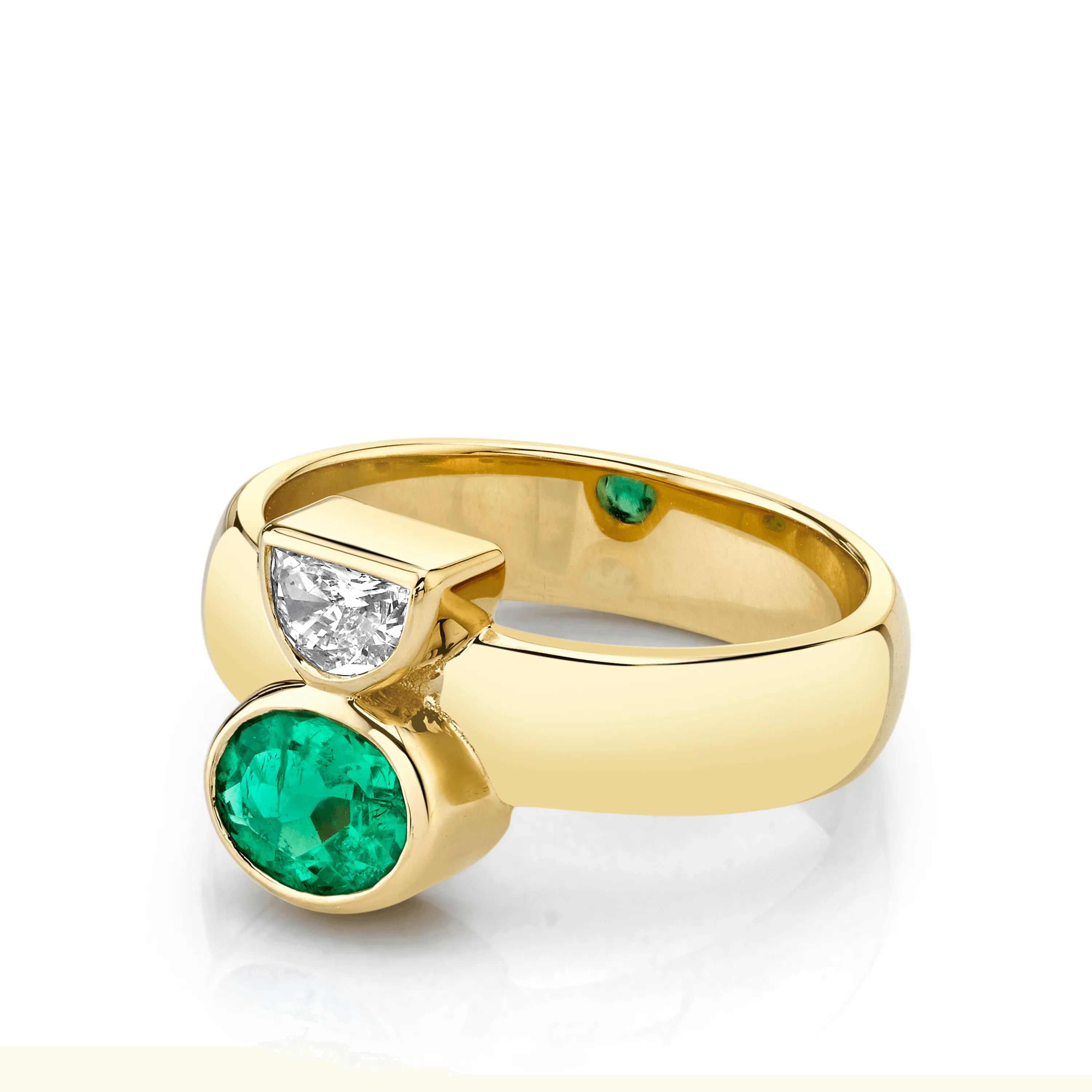 Emerald & White Diamond Half Moon Relic Ring sold by Marrow Fine product image thumbnail 2