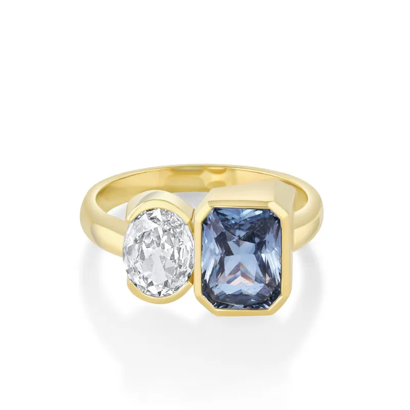 2.55ct Blue Sapphire & White Diamond Toi et Moi Ring sold by Marrow Fine