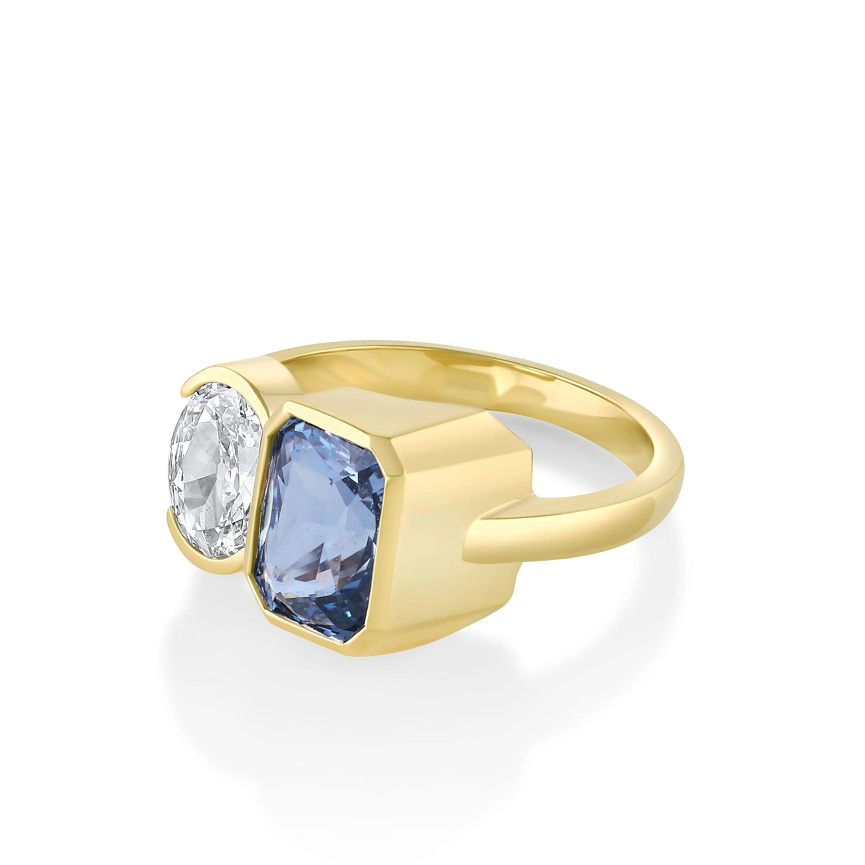 2.55ct Blue Sapphire & White Diamond Toi et Moi Ring sold by Marrow Fine product image thumbnail 2