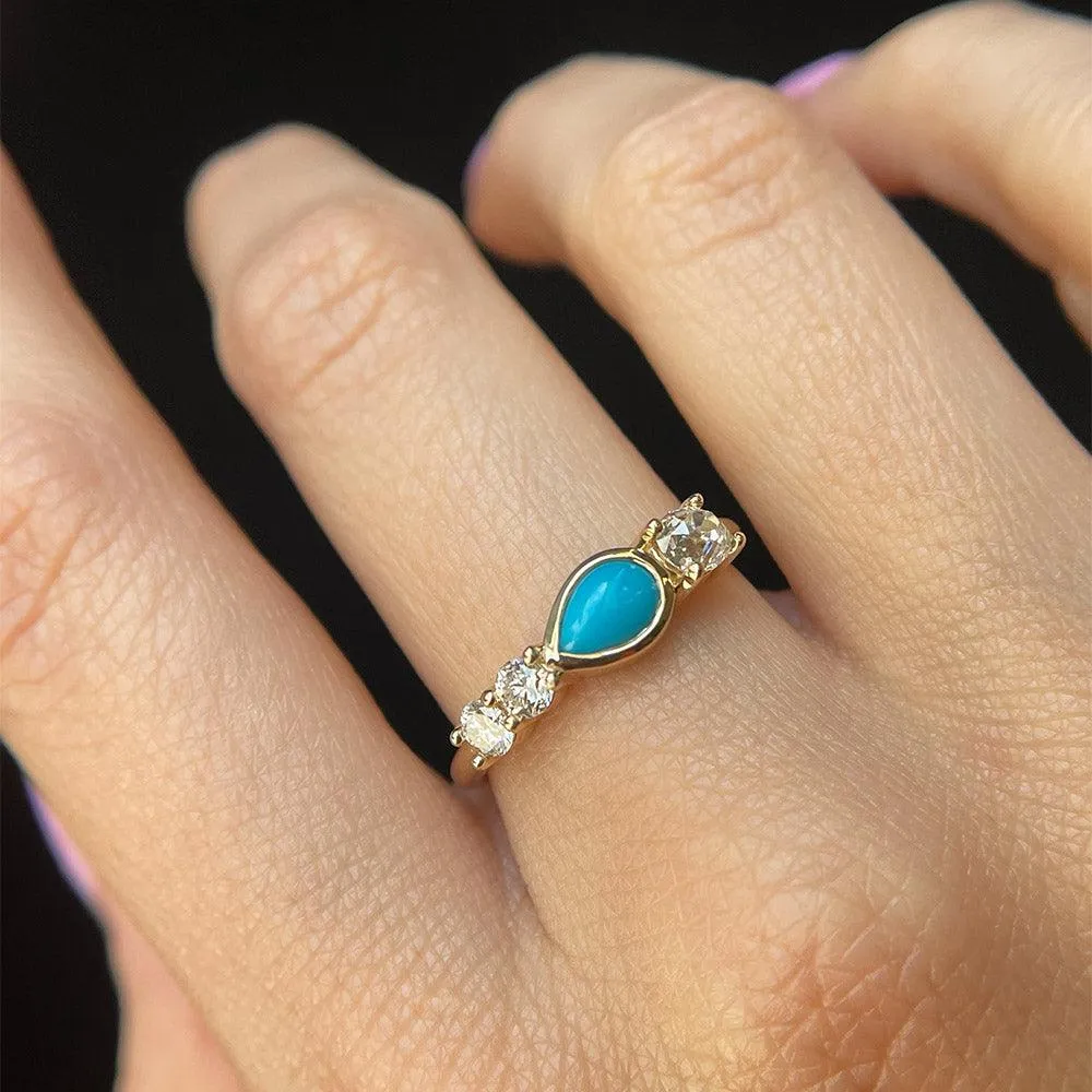 Turquoise Pear Linear Ring sold by Marrow Fine product image thumbnail 3