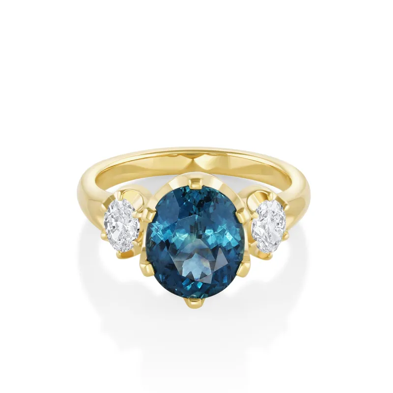4.05ct Montana Sapphire Simone Three-Stone Ring sold by Marrow Fine