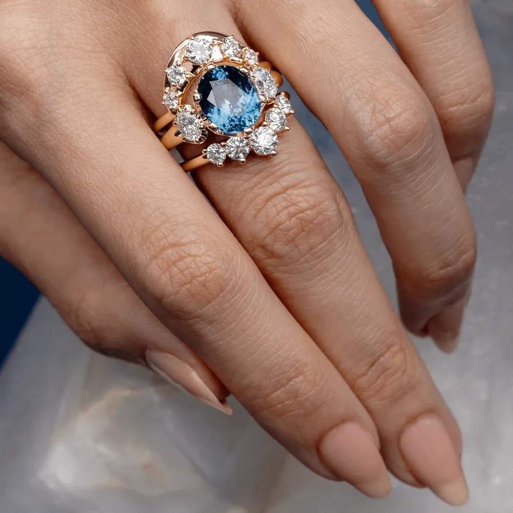 4.05ct Montana Sapphire Simone Three-Stone Ring sold by Marrow Fine product image thumbnail 3