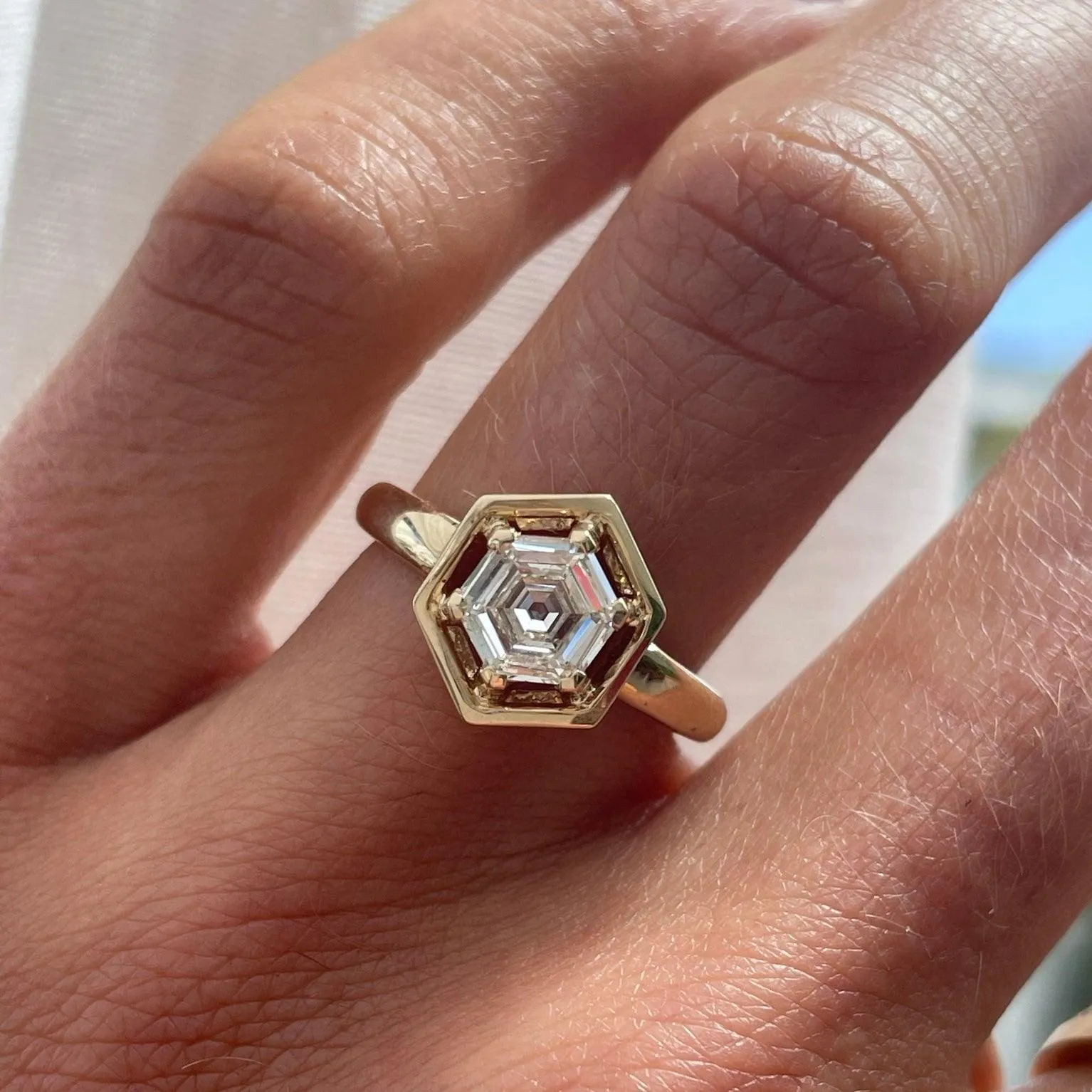 White Diamond Hex Georgia Engagement Ring sold by Marrow Fine product image thumbnail 3