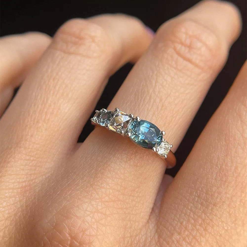 Montana Sapphire & French Cut Diamond Linear Ring sold by Marrow Fine product image thumbnail 3