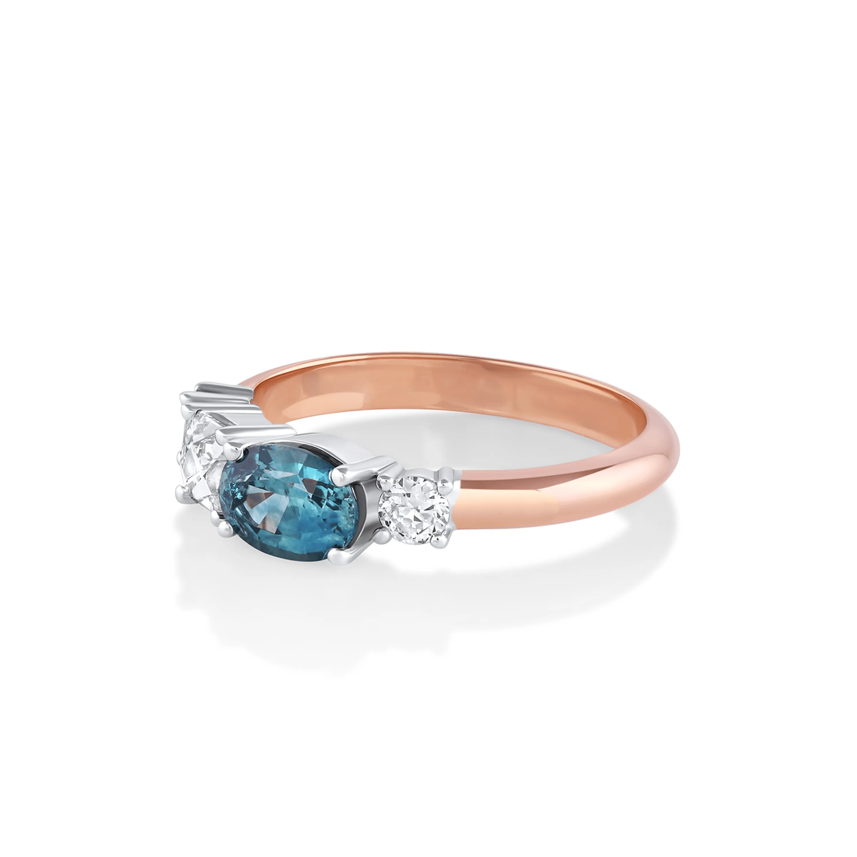 Montana Sapphire & French Cut Diamond Linear Ring sold by Marrow Fine product image thumbnail 2