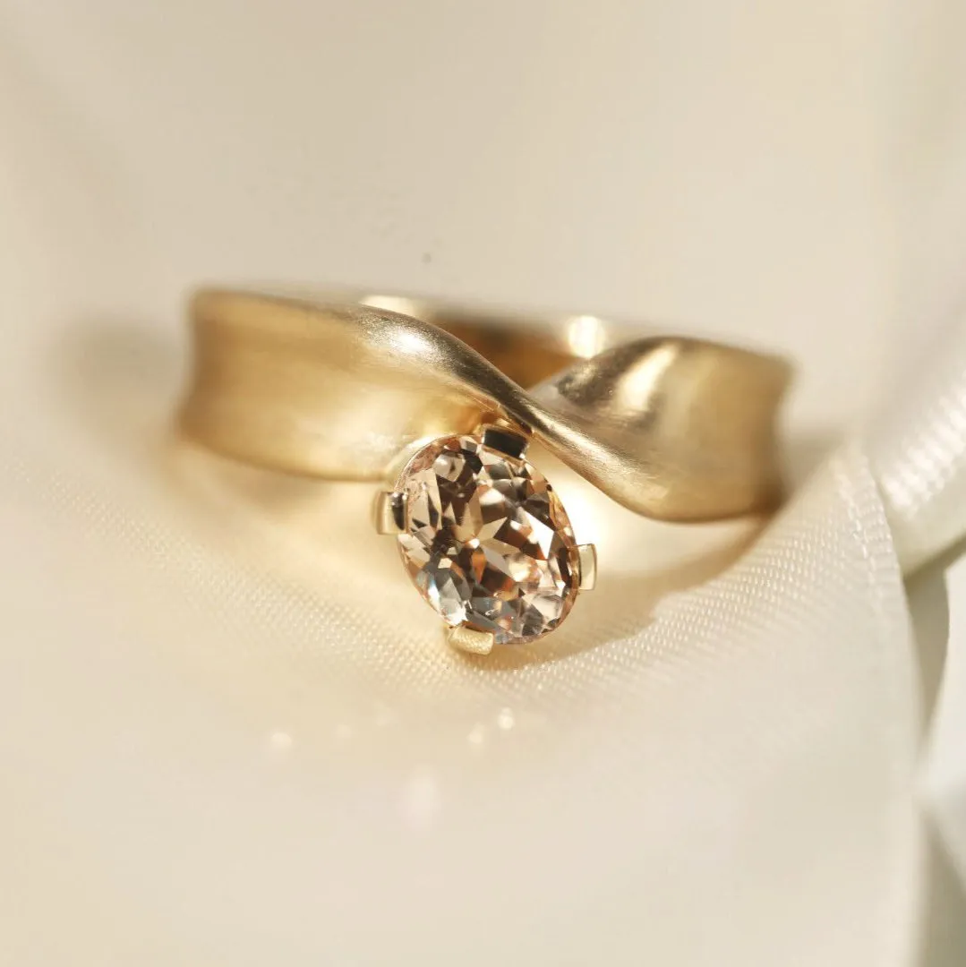 1.18ct Peach Sapphire Twist Ring sold by Marrow Fine product image thumbnail 4