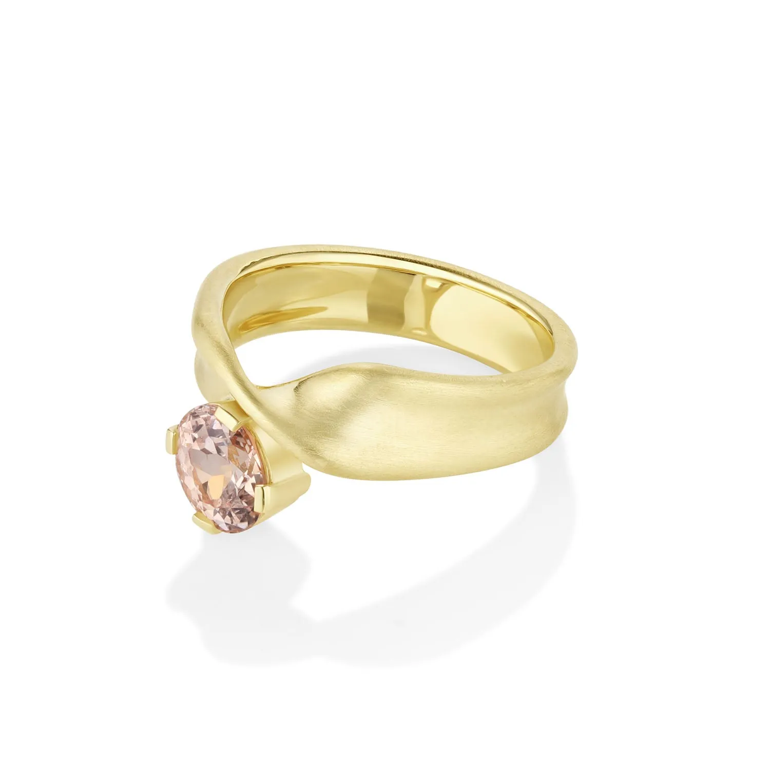 1.18ct Peach Sapphire Twist Ring sold by Marrow Fine product image thumbnail 3