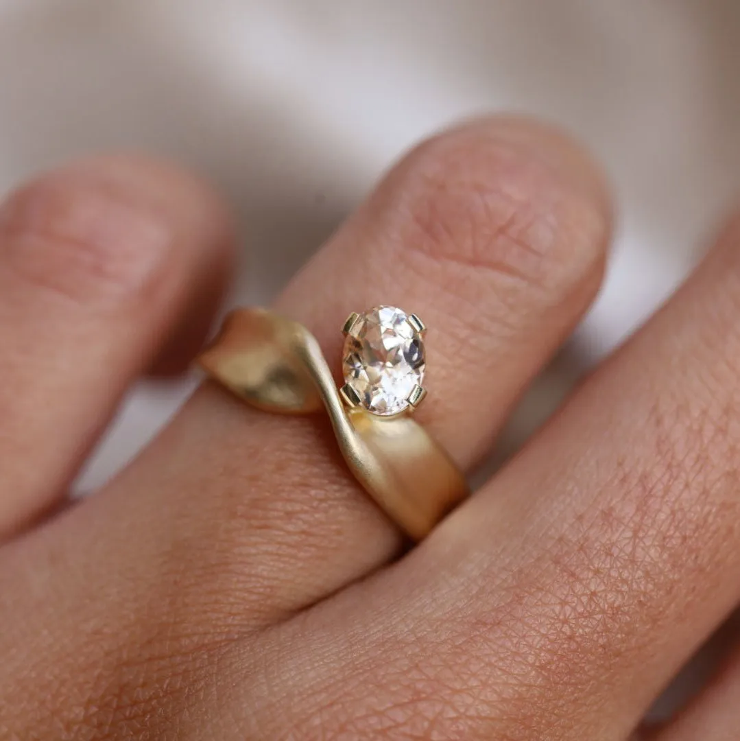 1.18ct Peach Sapphire Twist Ring sold by Marrow Fine product image thumbnail 2