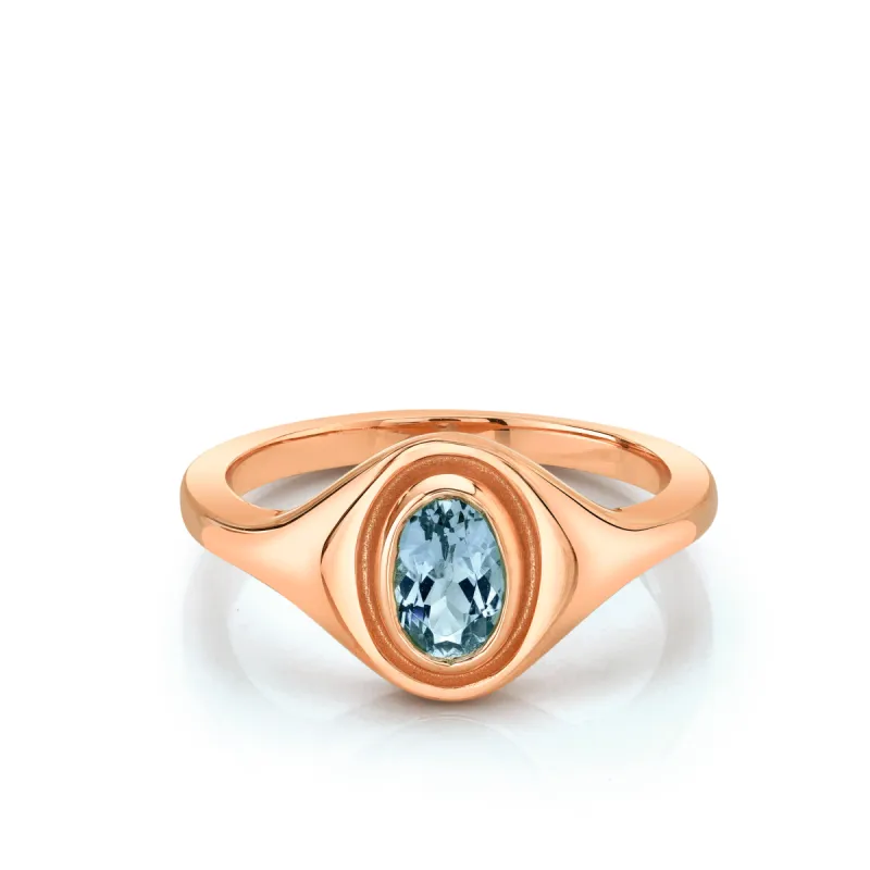 Something Blue Oval Aquamarine Signet Ring sold by Marrow Fine