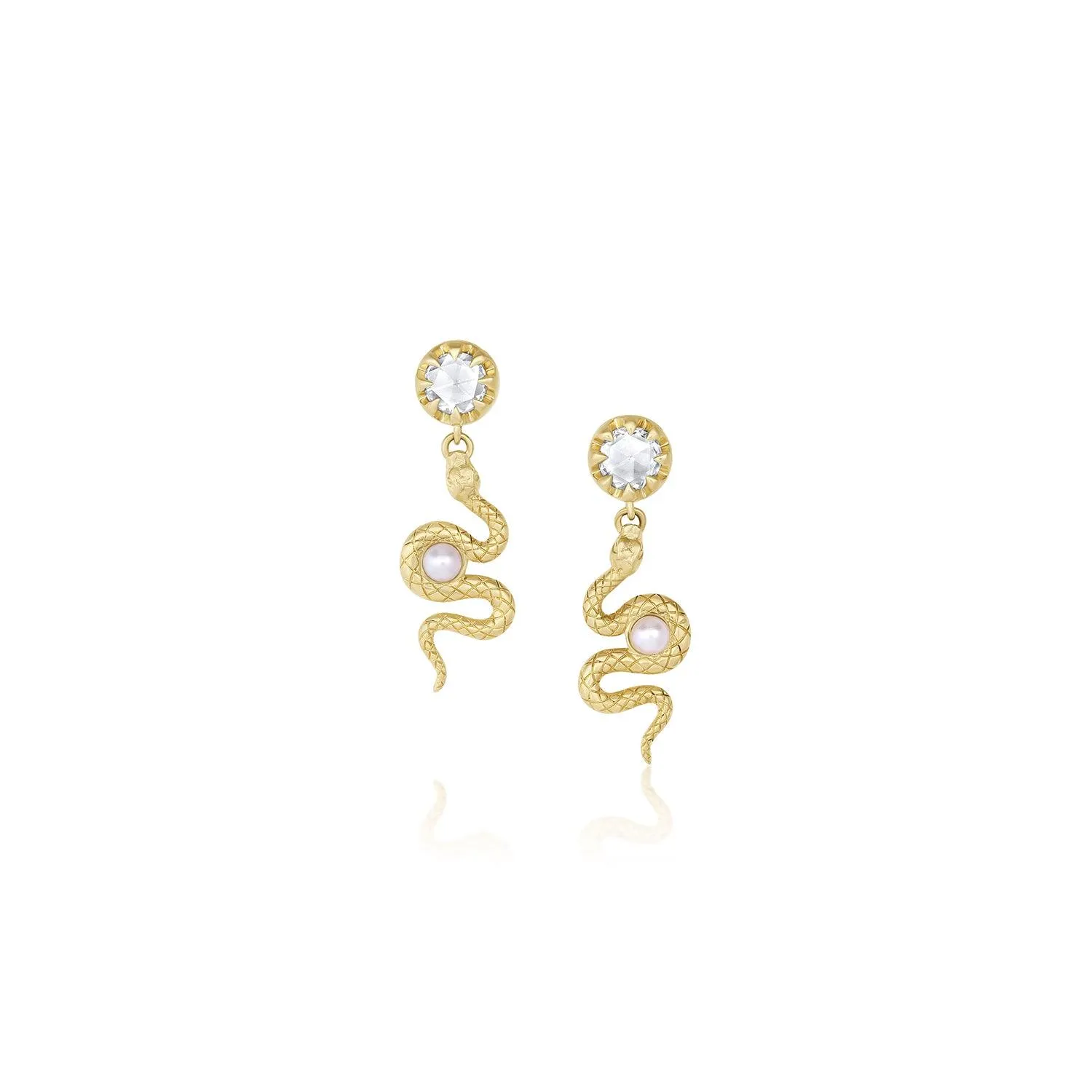 White Diamond Serpent Swing Earrings sold by Marrow Fine