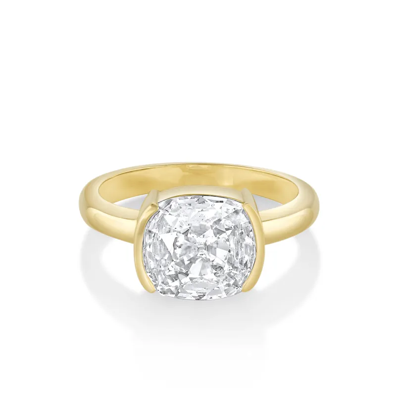 3ct Cushion Cut Half-Bezel Engagement Ring sold by Marrow Fine
