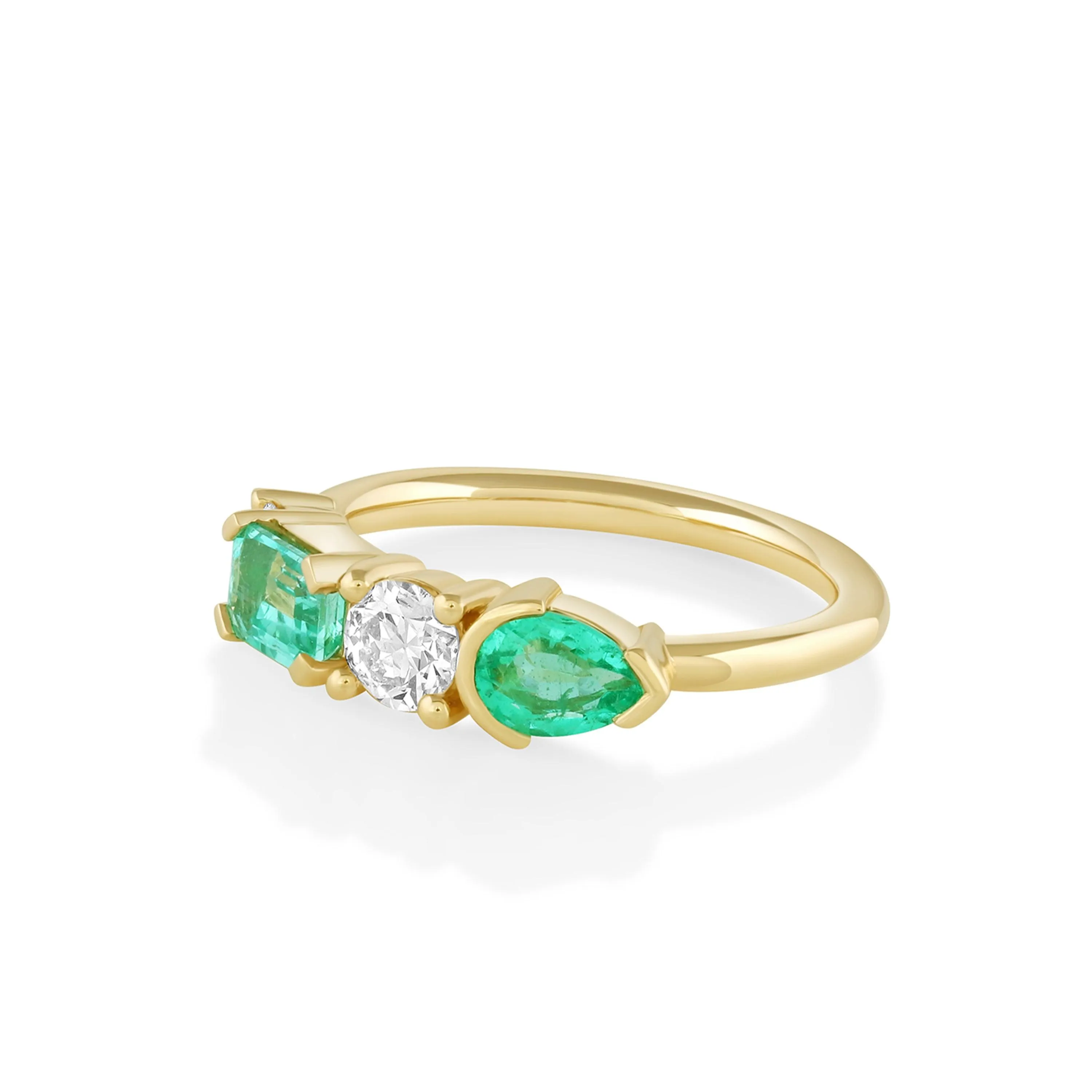Pear Emerald and White Diamond Linear Cluster Ring sold by Marrow Fine product image thumbnail 2