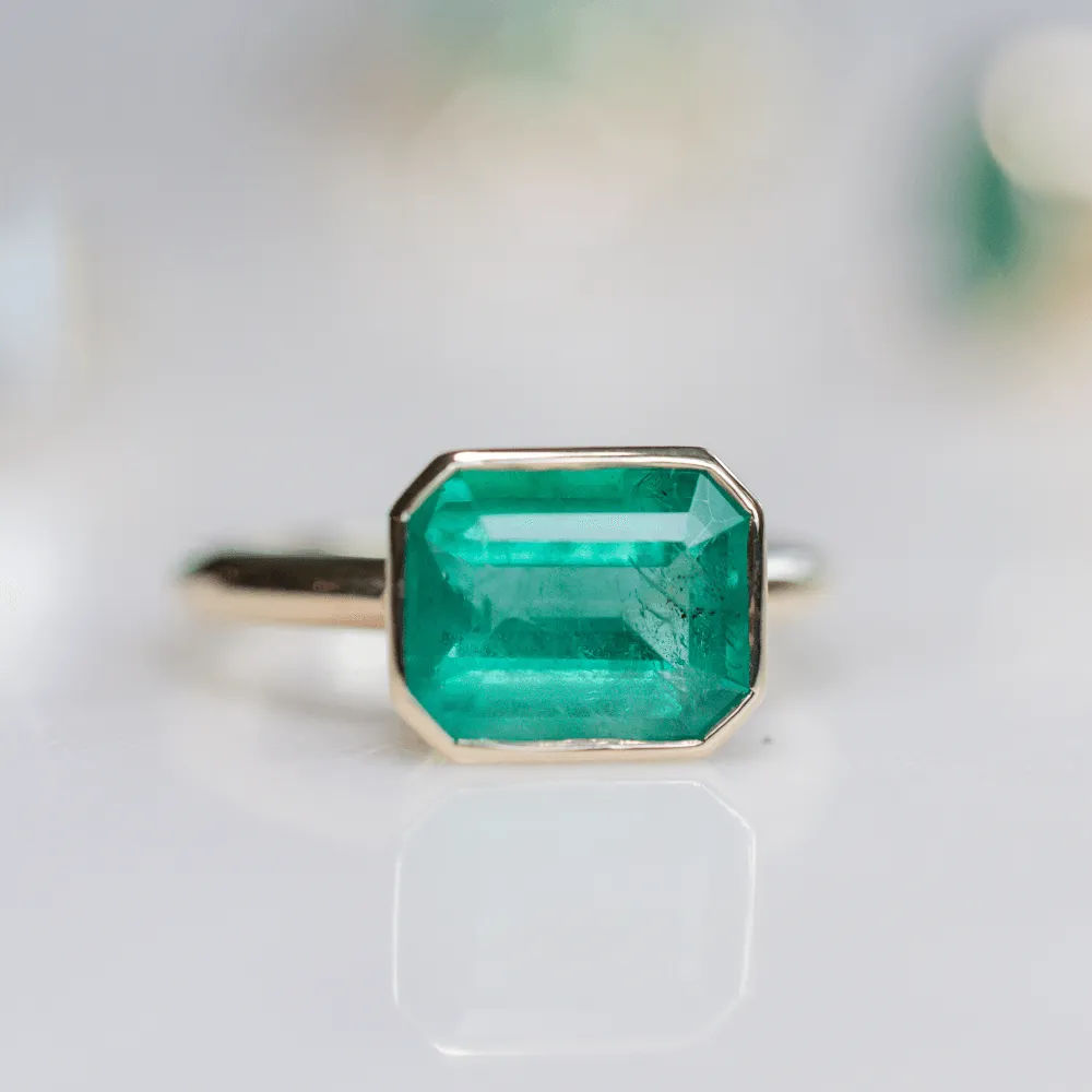 3.37ct Emerald Bezel Ring sold by Marrow Fine product image thumbnail 4