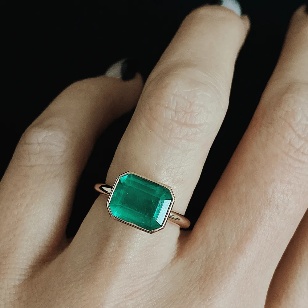 3.37ct Emerald Bezel Ring sold by Marrow Fine product image thumbnail 3