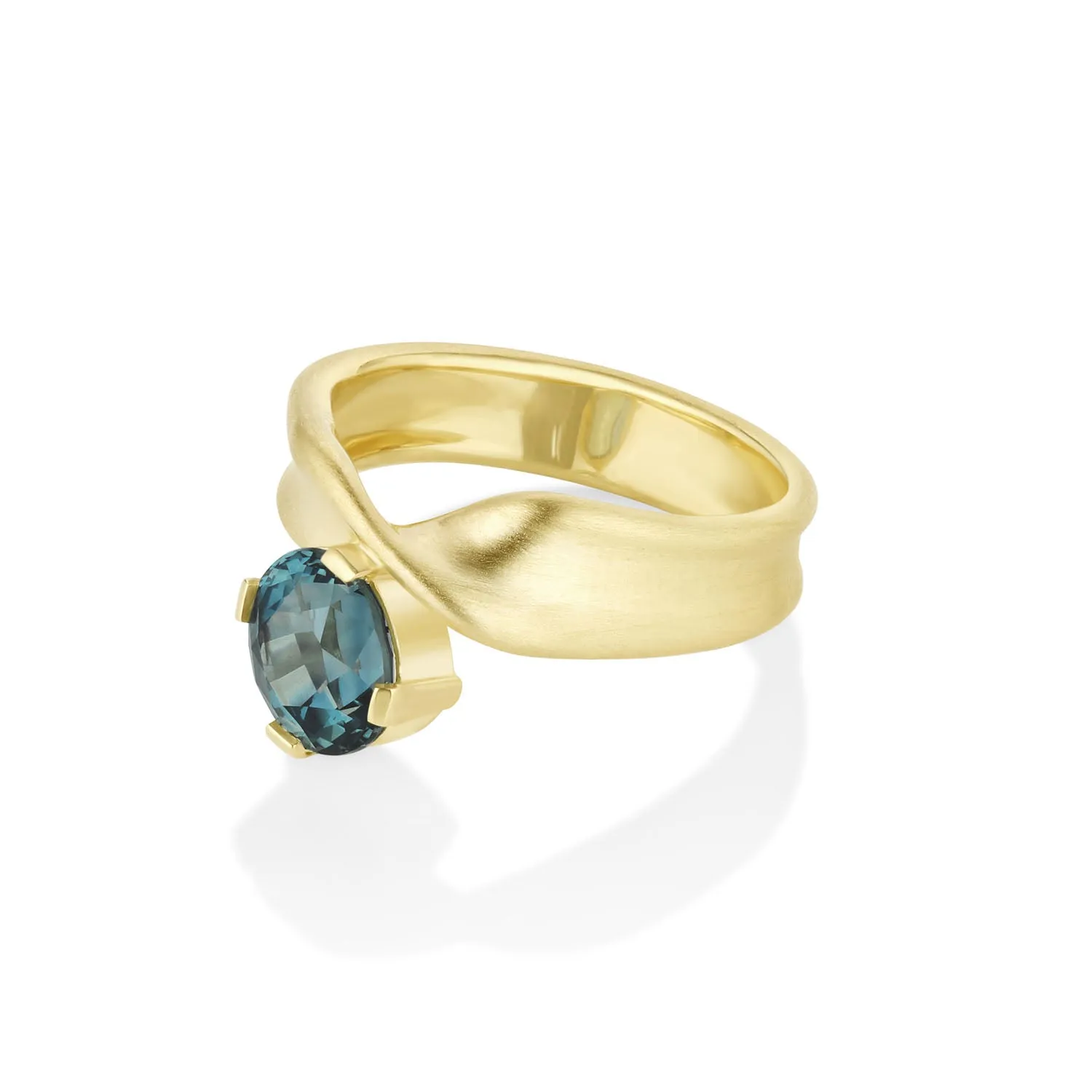2.07ct Teal Oval Sapphire Twist Ring sold by Marrow Fine product image thumbnail 3