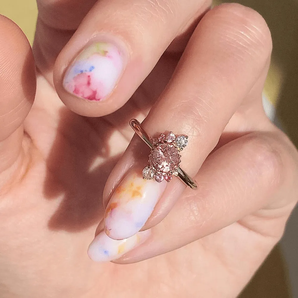 Peach Sapphire Double Spray Ring sold by Marrow Fine product image thumbnail 3