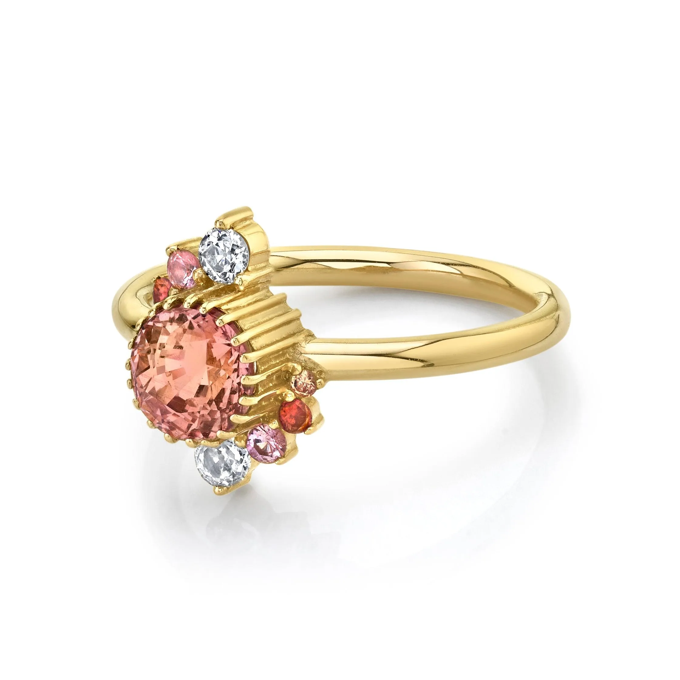 Peach Sapphire Double Spray Ring sold by Marrow Fine product image thumbnail 2