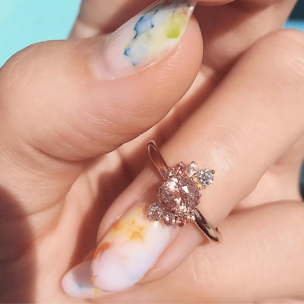 Peach Sapphire Double Spray Ring sold by Marrow Fine product image thumbnail 4