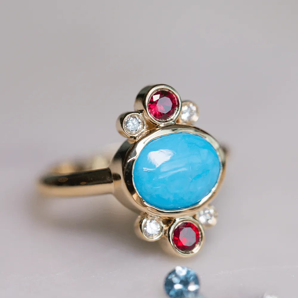 1.91ct Turquoise & Ruby Relic Ring sold by Marrow Fine product image thumbnail 4