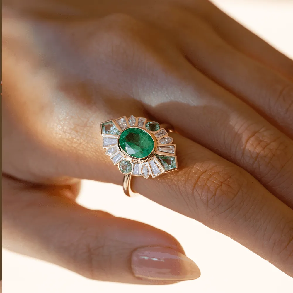 2.09ct Emerald & Beryl Ballerina Ring sold by Marrow Fine product image thumbnail 3