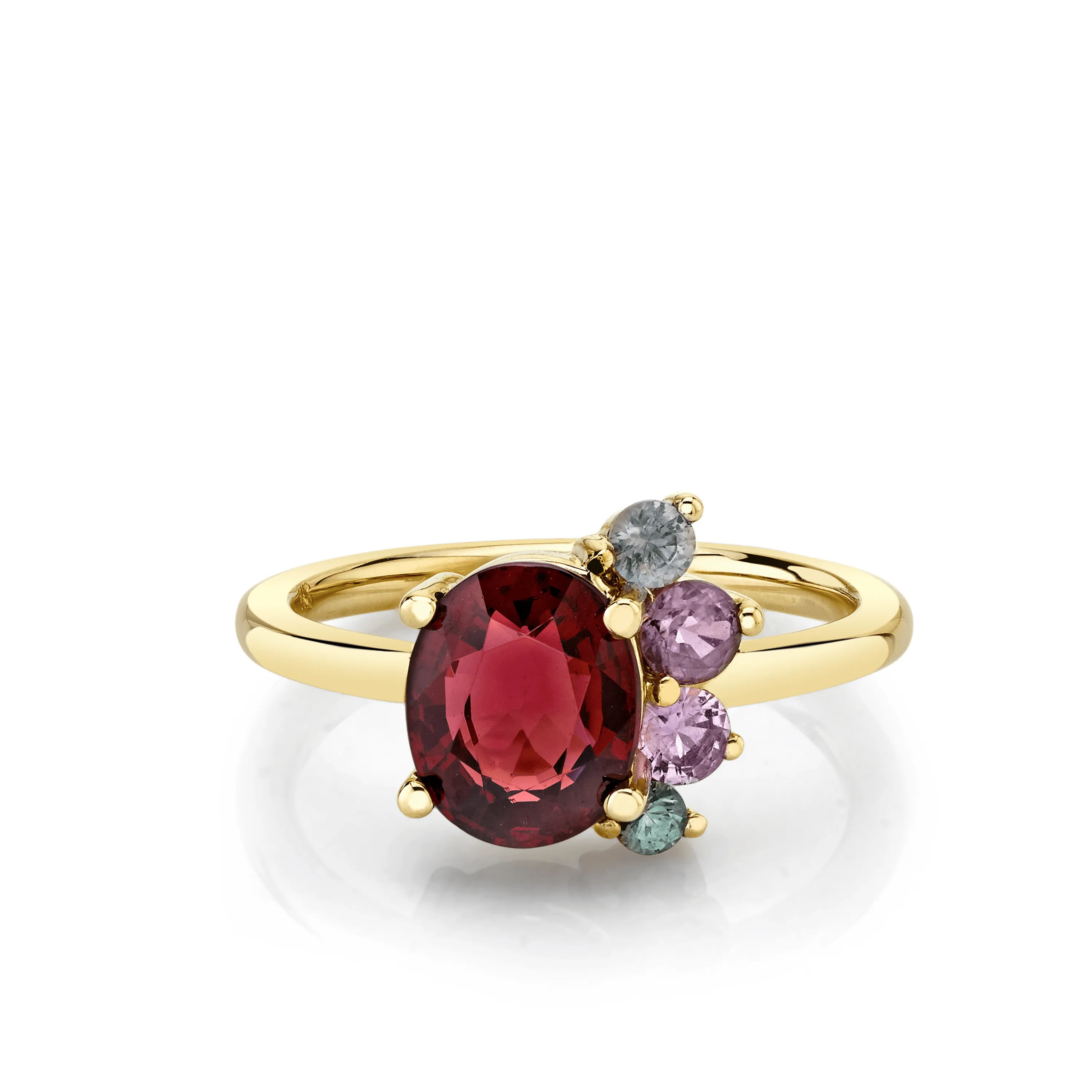 2.19ct Garnet & Sapphire Spray Ring sold by Marrow Fine