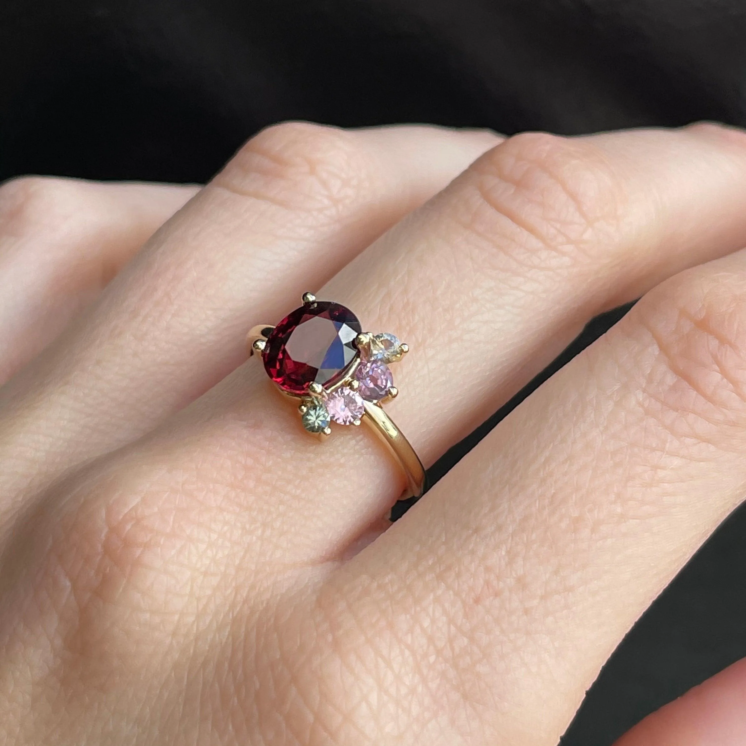 2.19ct Garnet & Sapphire Spray Ring sold by Marrow Fine product image thumbnail 3