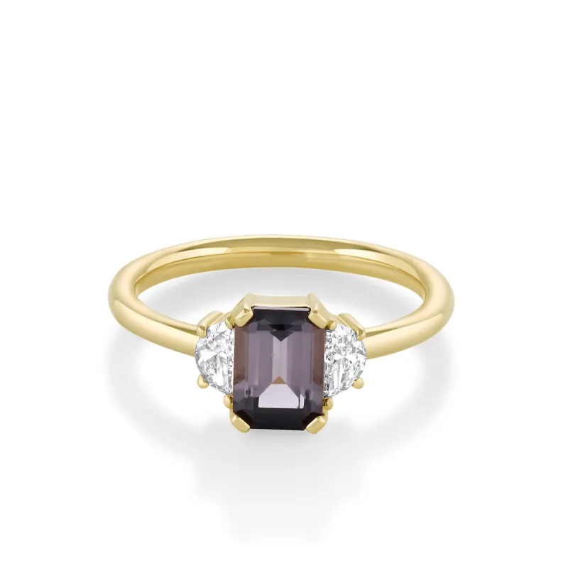 1.02ct Tourmaline & Half Moon Diamond Three Stone Ring sold by Marrow Fine