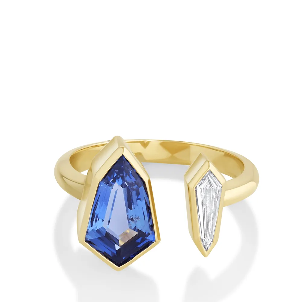 2.27ct Sapphire & White Diamond Shield Toi et Moi sold by Marrow Fine