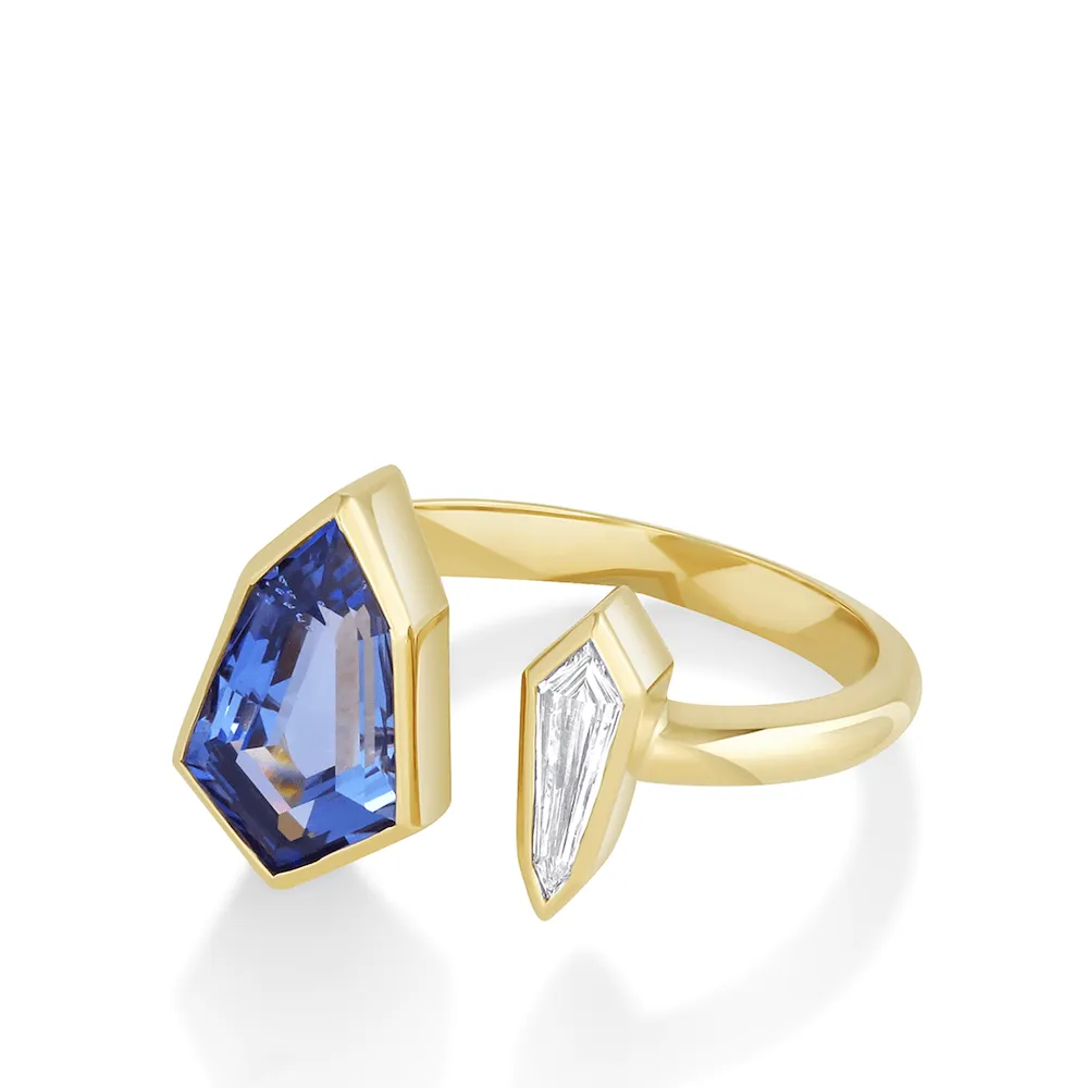 2.27ct Sapphire & White Diamond Shield Toi et Moi sold by Marrow Fine product image thumbnail 2