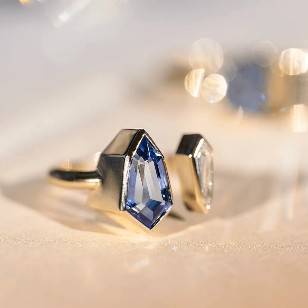 2.27ct Sapphire & White Diamond Shield Toi et Moi sold by Marrow Fine product image thumbnail 3