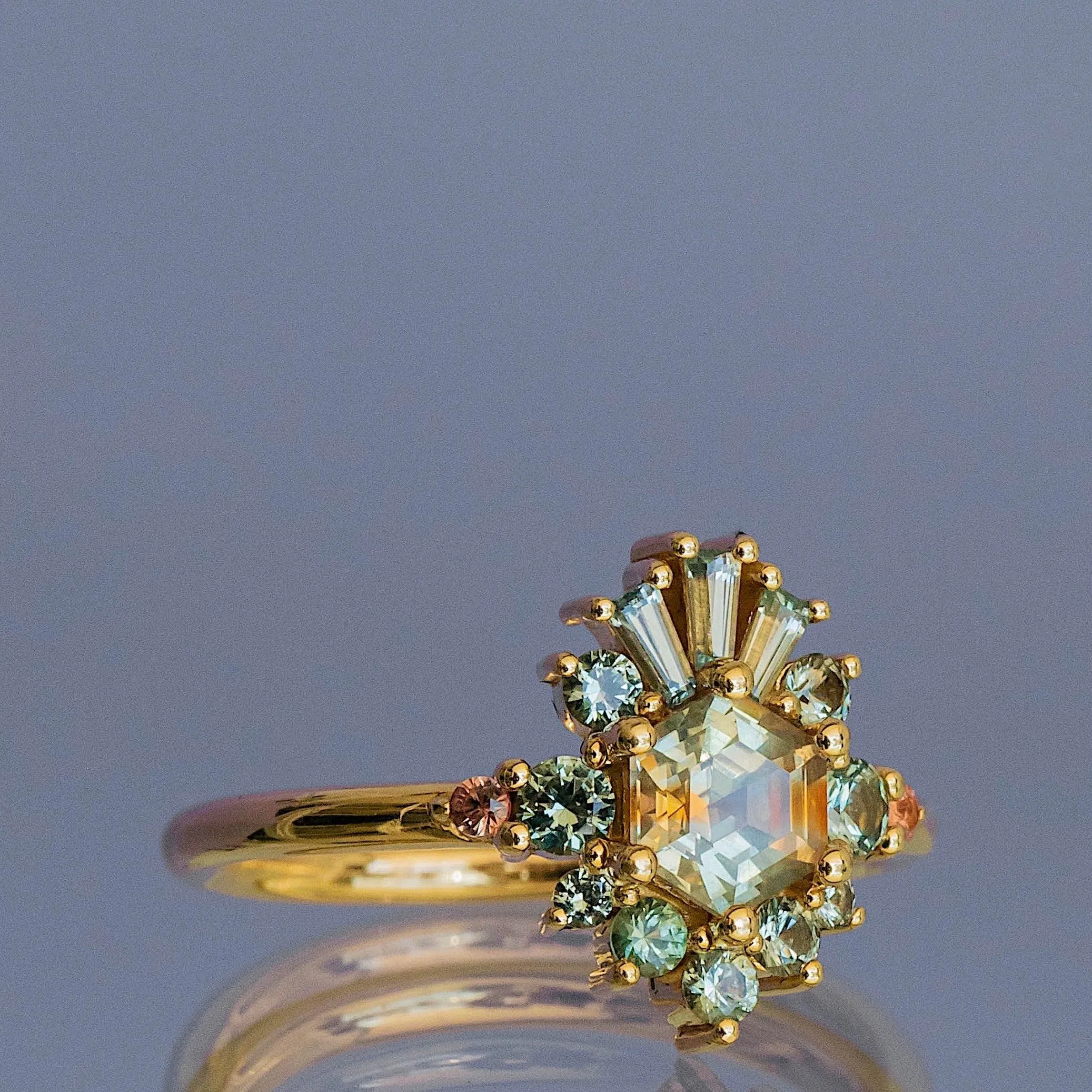 Bicolor Sapphire Hexagon Ring sold by Marrow Fine product image thumbnail 3