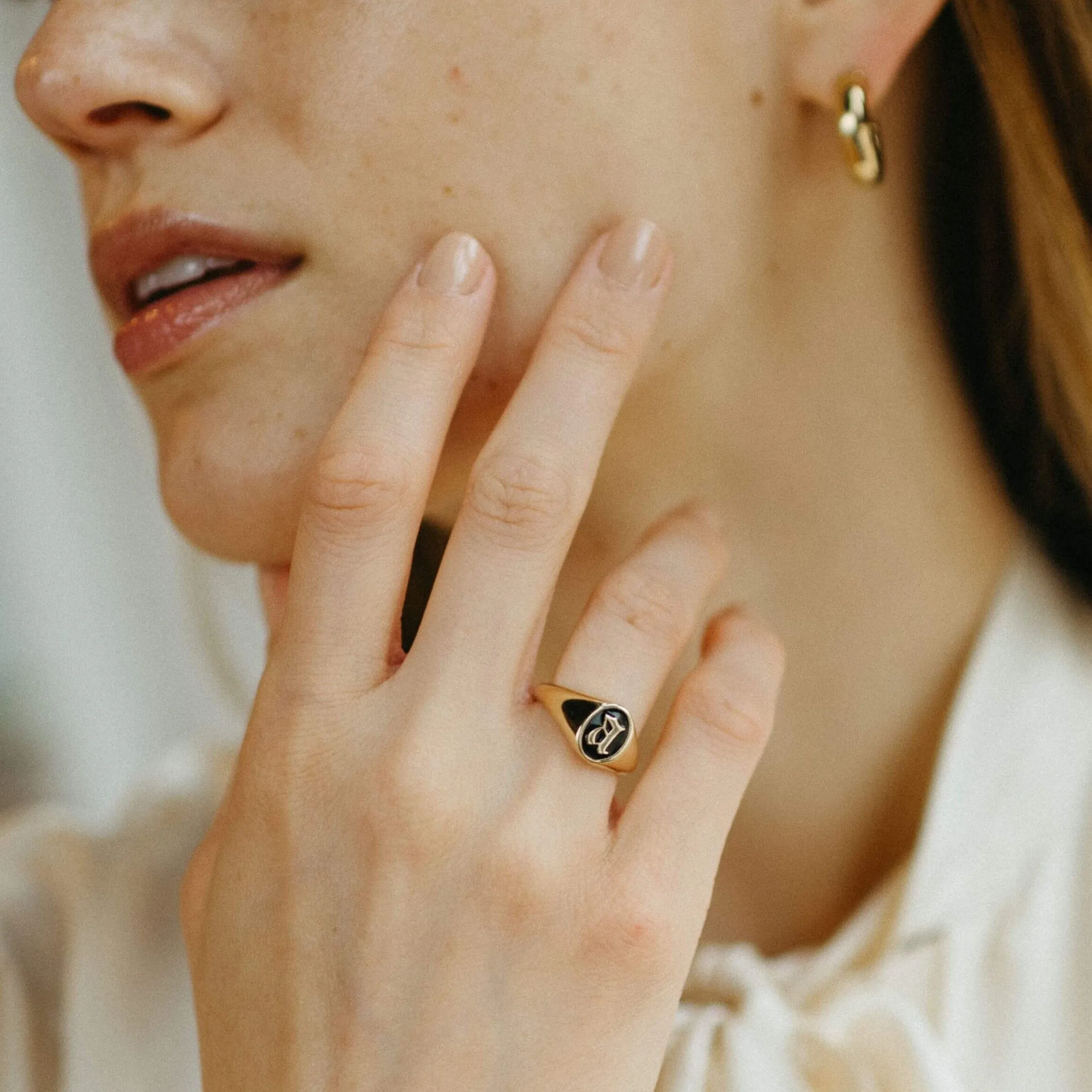 Initial Enamel Signet Ring sold by Marrow Fine product image thumbnail 2