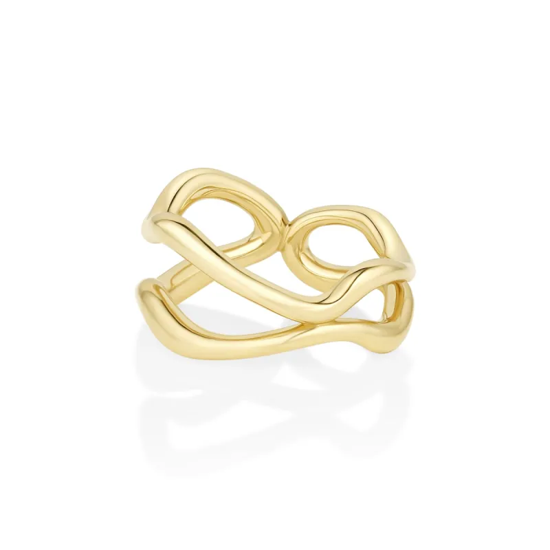 Curved Freeform Gold Ring sold by Marrow Fine