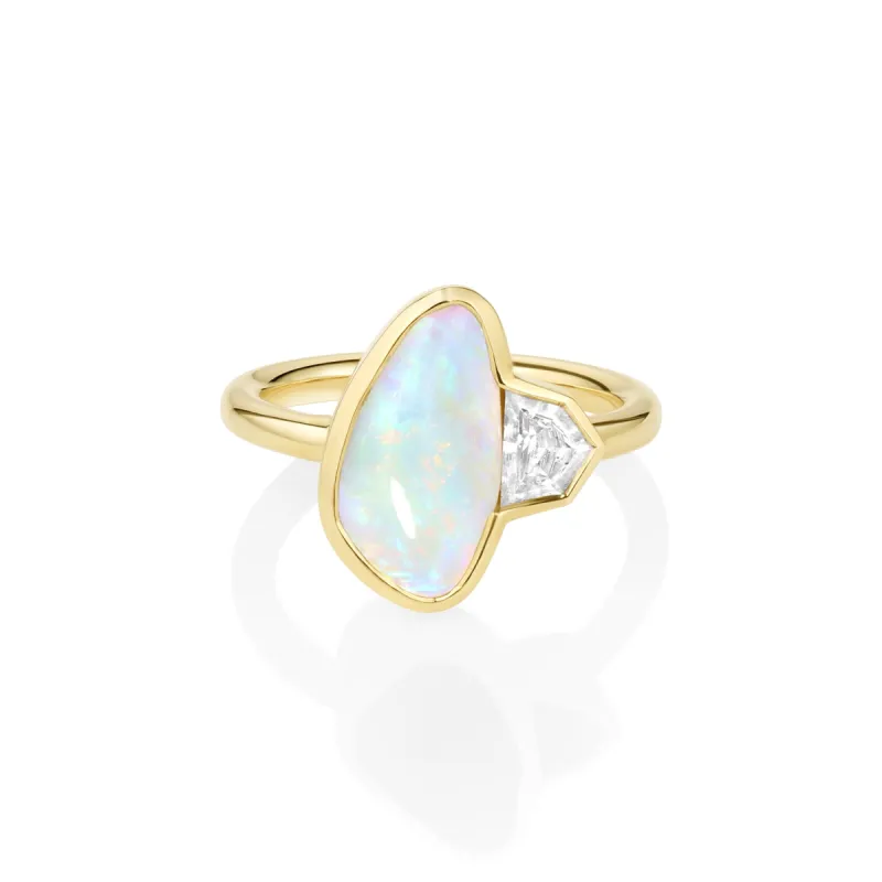 2.60ct Opal and Diamond Cadillac Bezel Ring sold by Marrow Fine