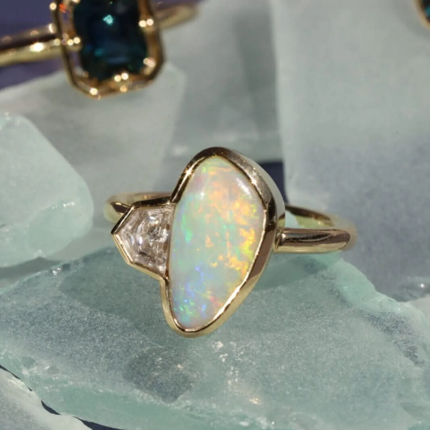 2.60ct Opal and Diamond Cadillac Bezel Ring sold by Marrow Fine product image thumbnail 4