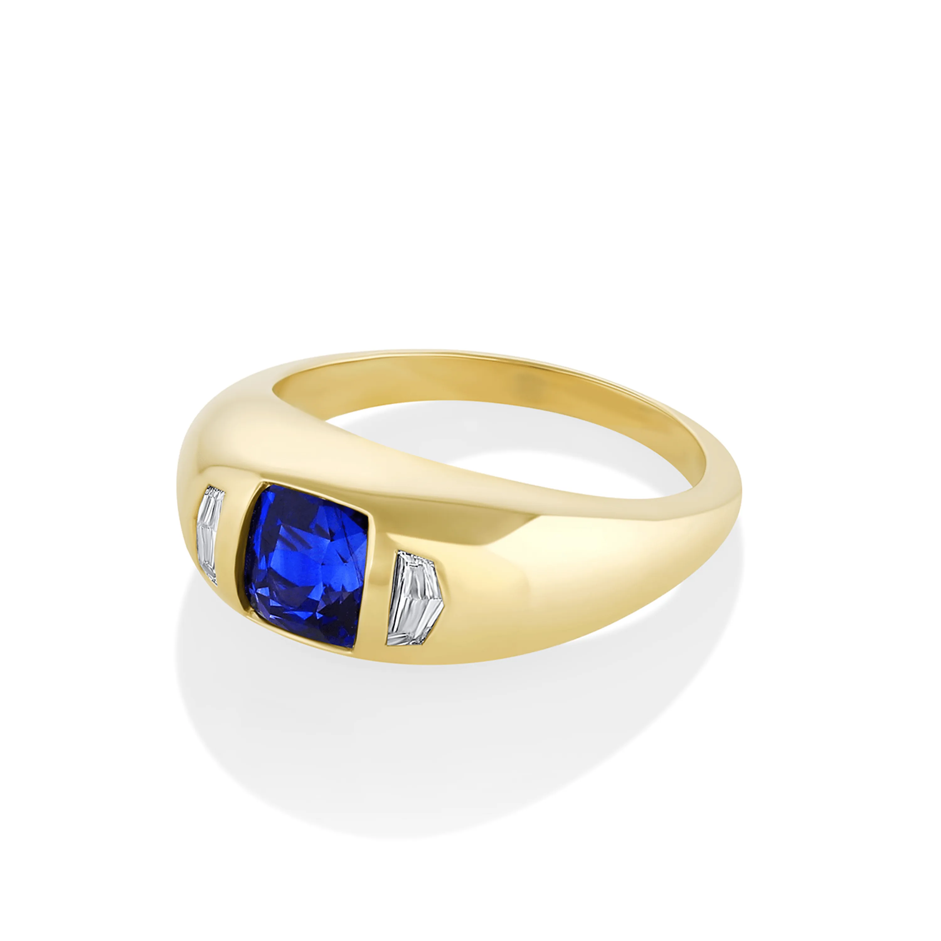1.58ct Blue Sapphire & White Cadillac Diamond Bombe Ring sold by Marrow Fine product image thumbnail 2