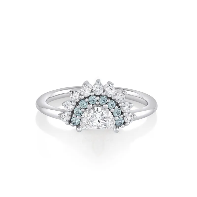 .39ct Half Moon Diamond & Sapphire Ring sold by Marrow Fine