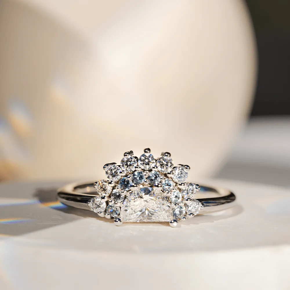 .39ct Half Moon Diamond & Sapphire Ring sold by Marrow Fine product image thumbnail 3