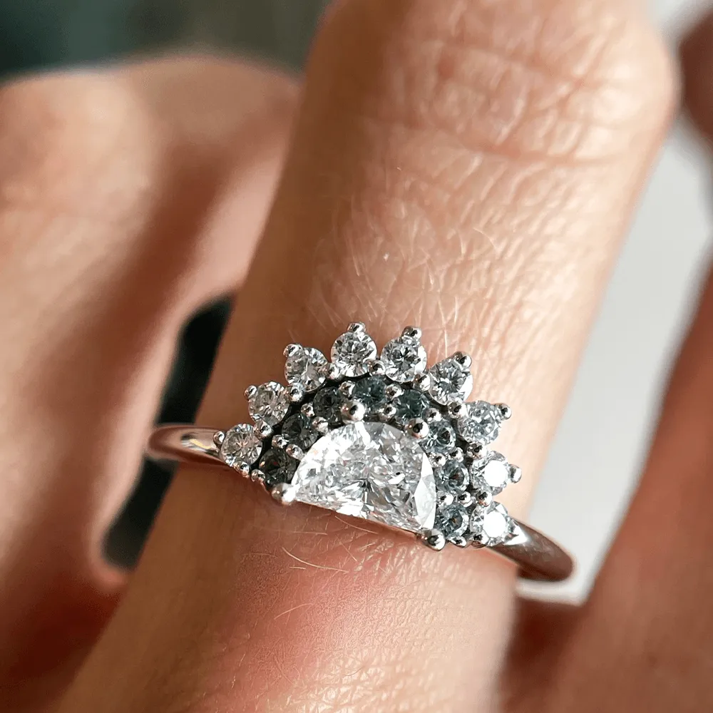 .39ct Half Moon Diamond & Sapphire Ring sold by Marrow Fine product image thumbnail 4