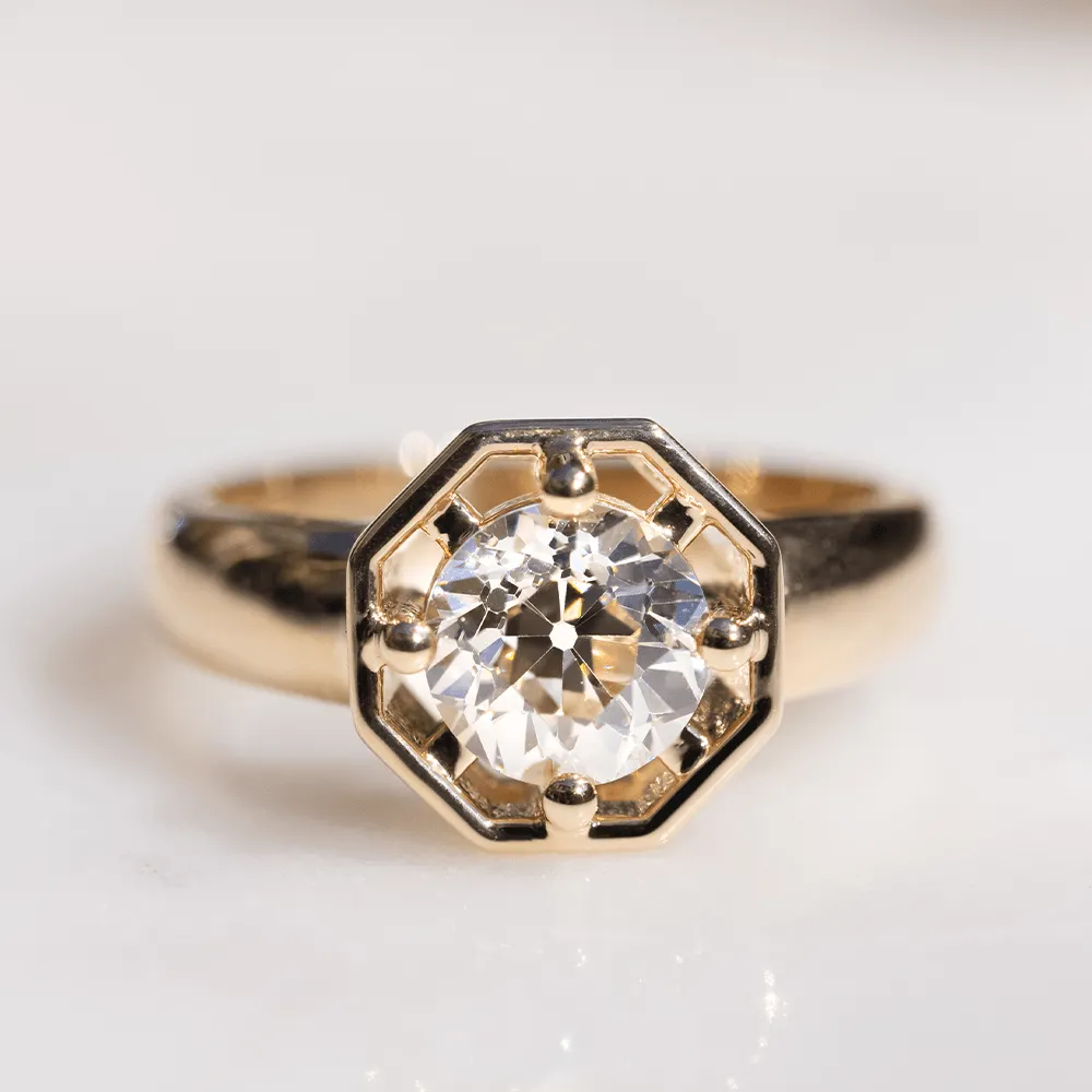 1.42ct Old Euro Cut White Diamond Georgia Engagement Ring sold by Marrow Fine product image thumbnail 4