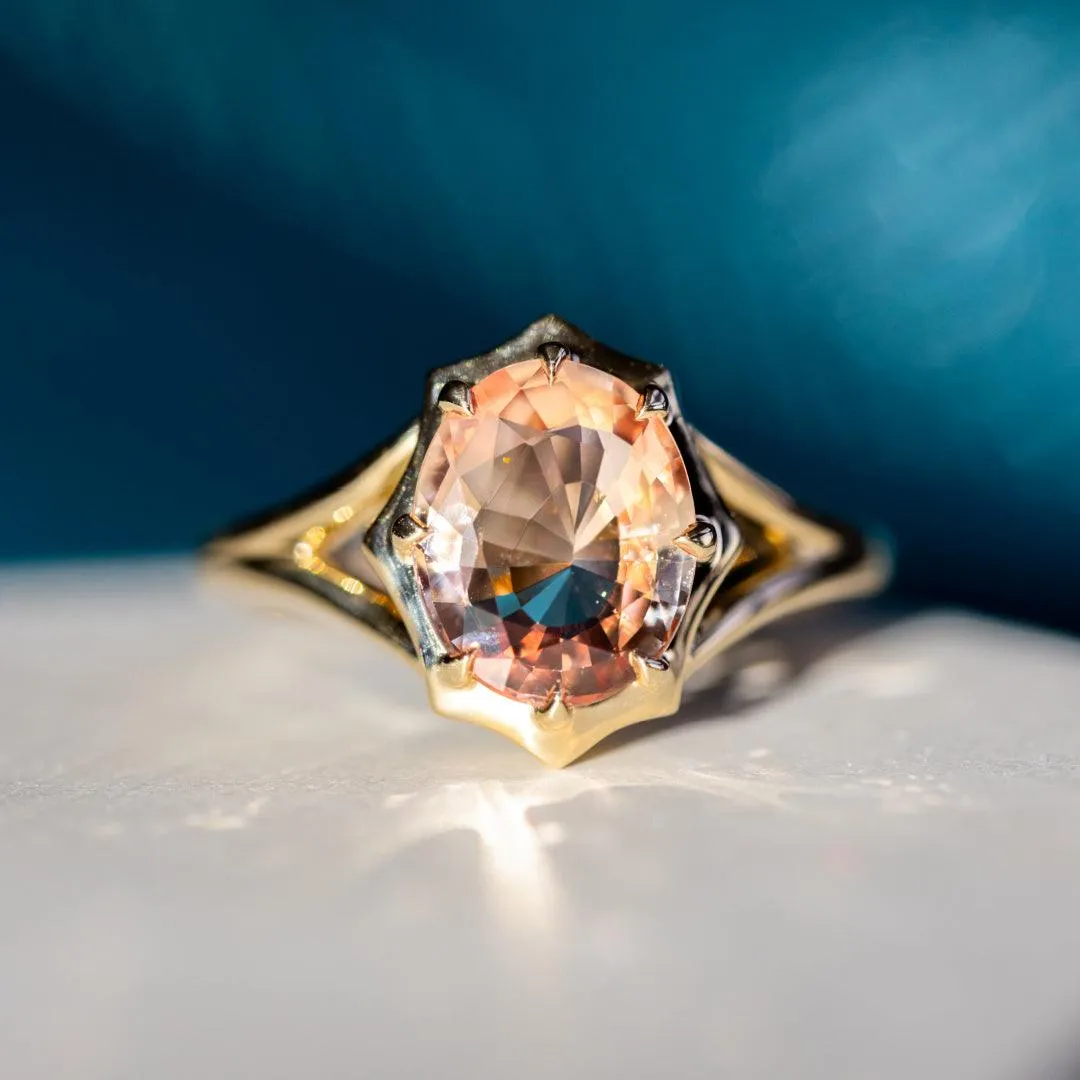 2.19ct Peach Sapphire French Mirror Ring sold by Marrow Fine product image thumbnail 4