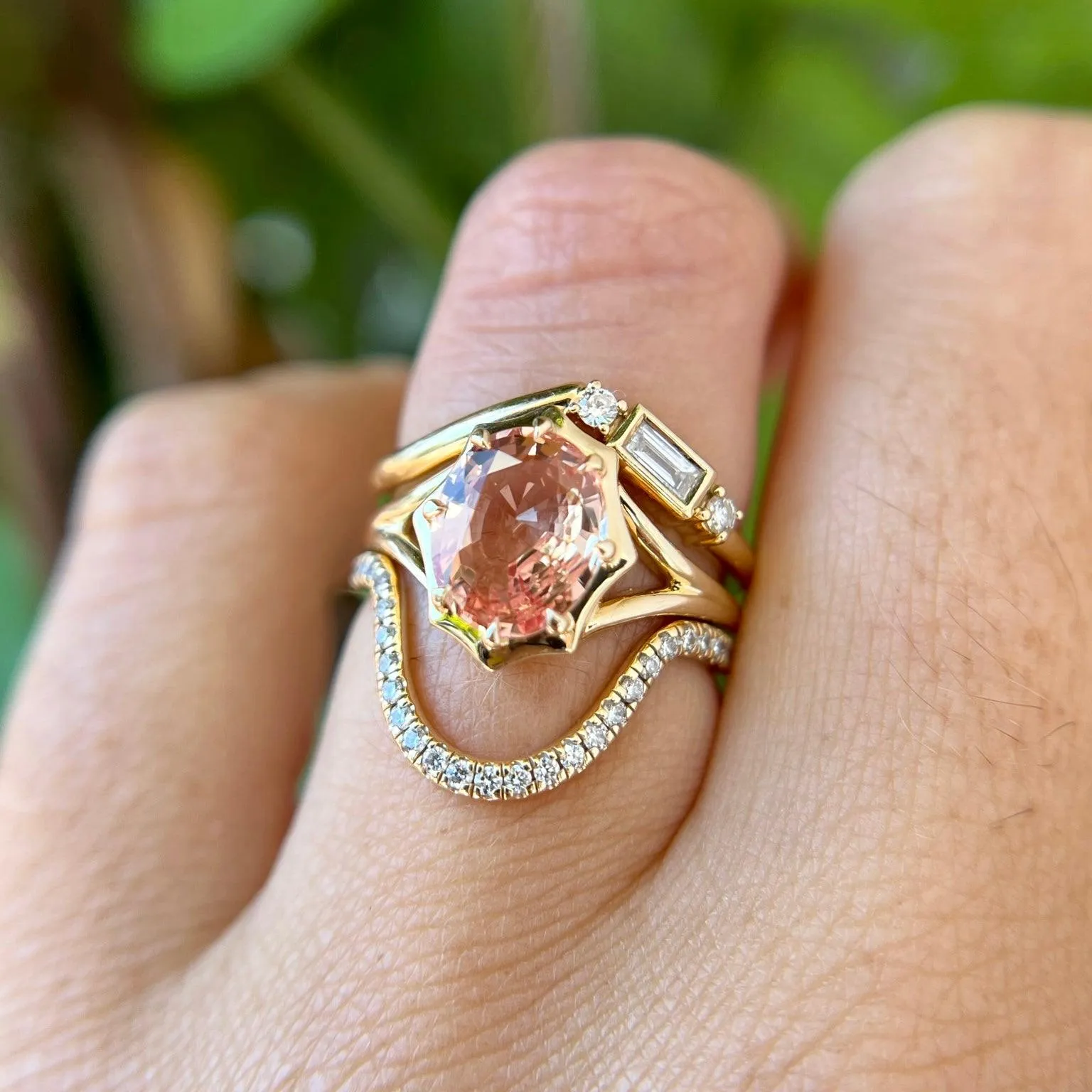 2.19ct Peach Sapphire French Mirror Ring sold by Marrow Fine product image thumbnail 5