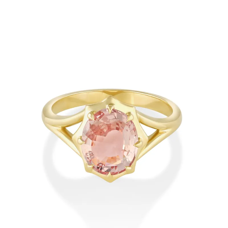 2.19ct Peach Sapphire French Mirror Ring sold by Marrow Fine