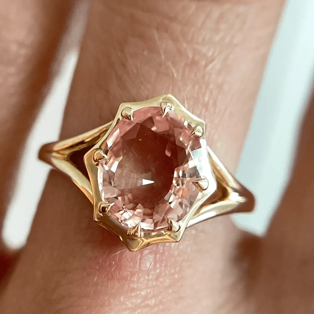 2.19ct Peach Sapphire French Mirror Ring sold by Marrow Fine product image thumbnail 3