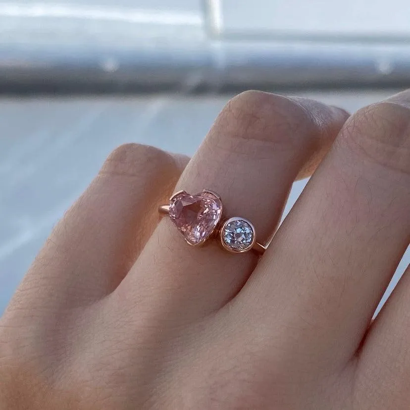 Sapphire Heart & Old Mine Cut Toi et Moi sold by Marrow Fine product image thumbnail 4