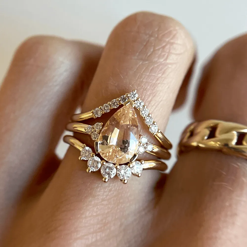 2ct Peach Sapphire & White Diamond Ring sold by Marrow Fine product image thumbnail 4