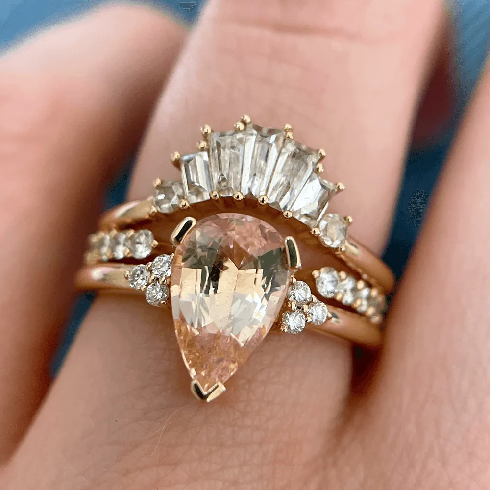 2ct Peach Sapphire & White Diamond Ring sold by Marrow Fine product image thumbnail 5