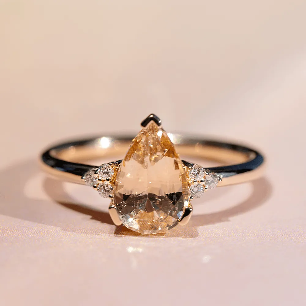 2ct Peach Sapphire & White Diamond Ring sold by Marrow Fine product image thumbnail 3