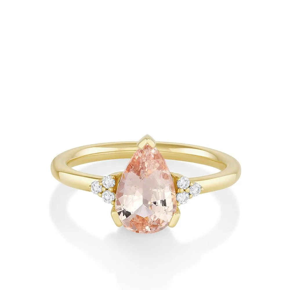 2ct Peach Sapphire & White Diamond Ring sold by Marrow Fine